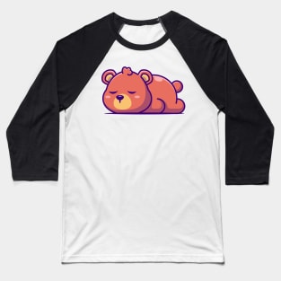 Cute bear sleeping cartoon illustration Baseball T-Shirt